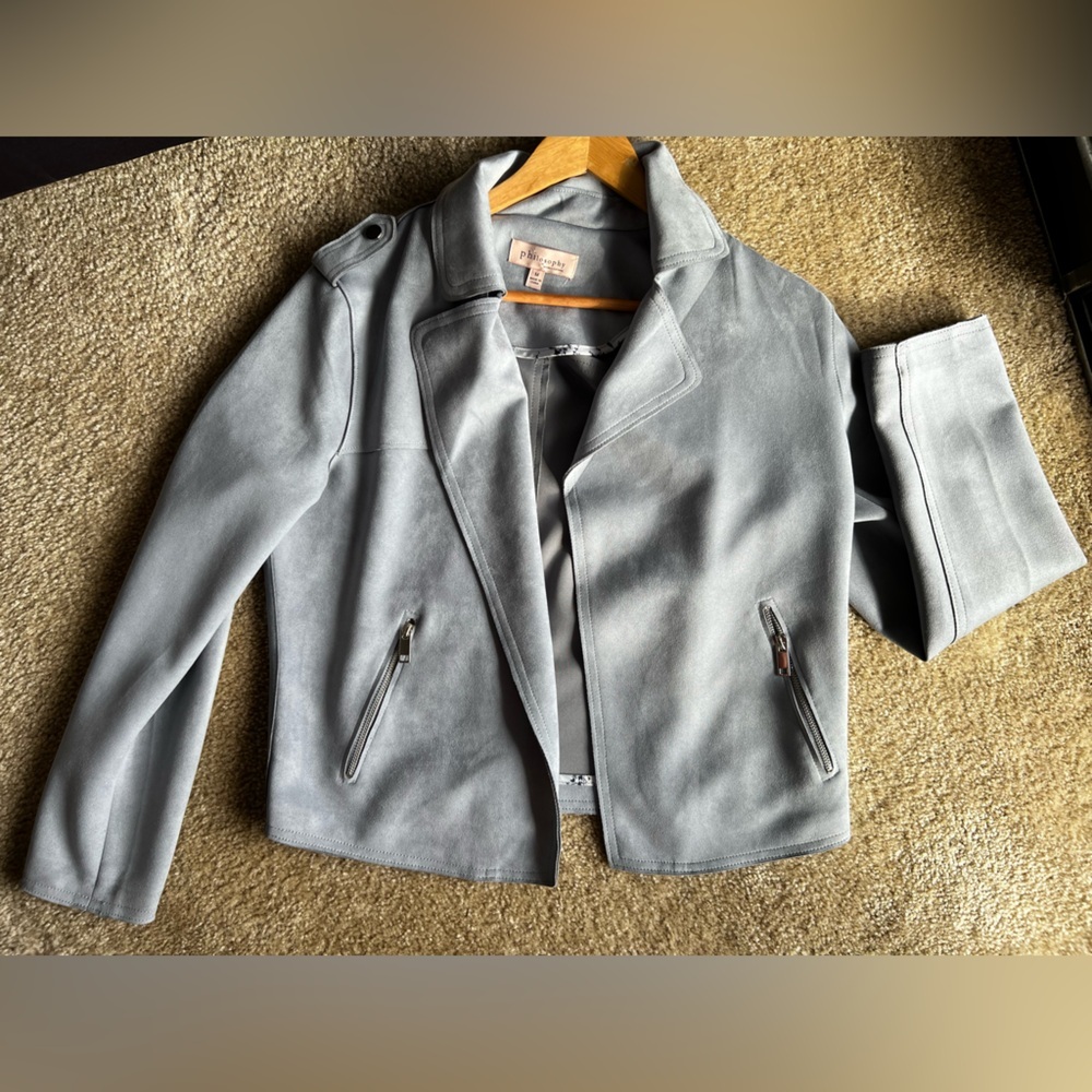 Philosophy Medium Grey Faux Leather Jacket - Picture 6 of 9